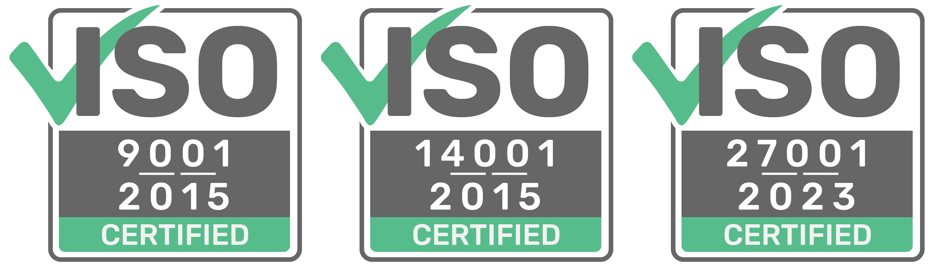 ISO 9001, 14001, 27001 certified